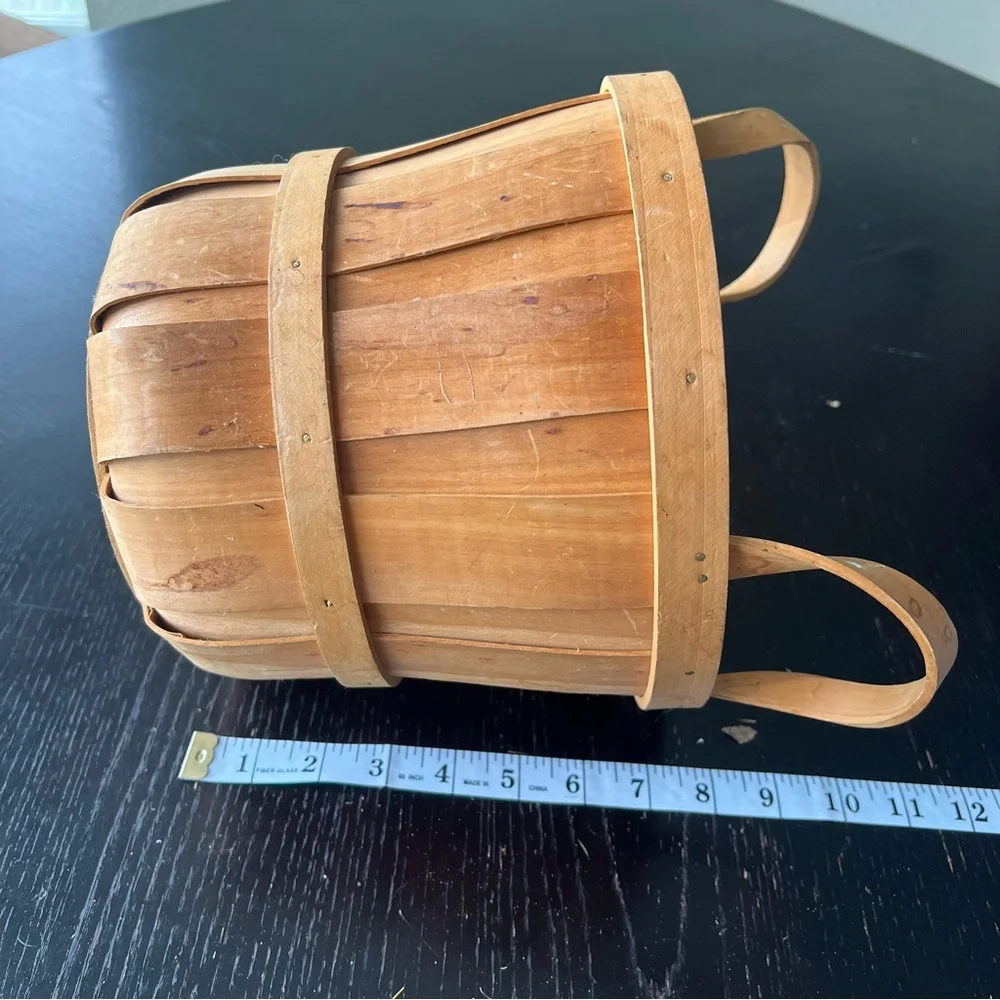 Rustic Light Brown Wooden Basket 8in x 8.5in